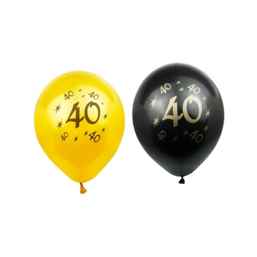 DRESSOOS Digitale Luftballons 40 Jahre Geburtstag Partydeko 20 Stück Schwarz Und Golden Happy Birthday Dekoration Latexballons Für Geburtstagsfeier von DRESSOOS