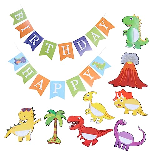 DRESSOOS Dinosaurier Motto Geburtstagsdekorationsbanner 1 Satz Partydeko Für Kindergeburtstag Bunt Und Ansprechend Ideales Zubehör Für Dino Themenfeiern Party Geburtstagszubehör von DRESSOOS