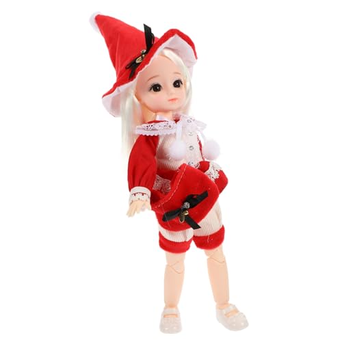 DRESSOOS Gelenkpuppe Bjd Kawaii Mädchen Puppe Weihnachtstisch Bjd-Puppenkörper Puppen kinderspielzeug weihnachtskleidung Spielzeug Kleider Mini-Bjd-Puppe lebendige Puppe Samt rot von DRESSOOS