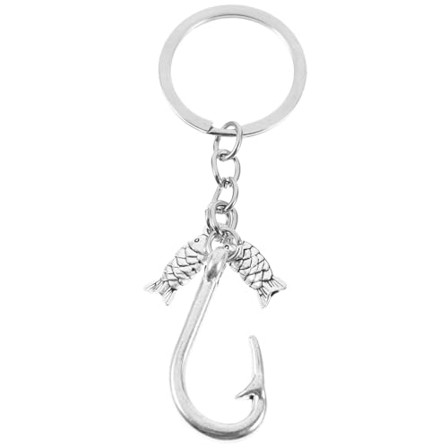 DRESSOOS Schlüsselanhänger Kopfhörer-Hülle-Anhänger Handtasche Tasche Schlüssel Dekoration Ausweishalter Ring slico tatsächl fishing hooks Kettenverzierung Taschenanhänger Legierung Silver von DRESSOOS