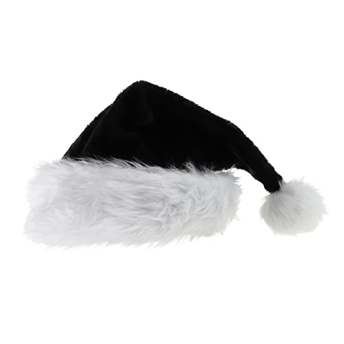 DRESSOOS Schwarze Plüschmütze Weihnachtsmütze Mütze Kostüm Weihnachten Roter Hut Weihnachtsmützen Für Erwachsene Königliche Weihnachtsmütze Weihnachtsplüschmütze Hirsch Bogen Stoff Black von DRESSOOS