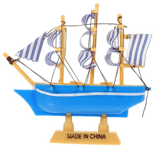 DRESSOOS bürodeko büro dekoration bastelzeug partydeko einschulung party dekoration nautische Stranddekorationen mediterranes segelboot Segelboot-Ornament hölzernes Schiffshandwerk Blue von DRESSOOS