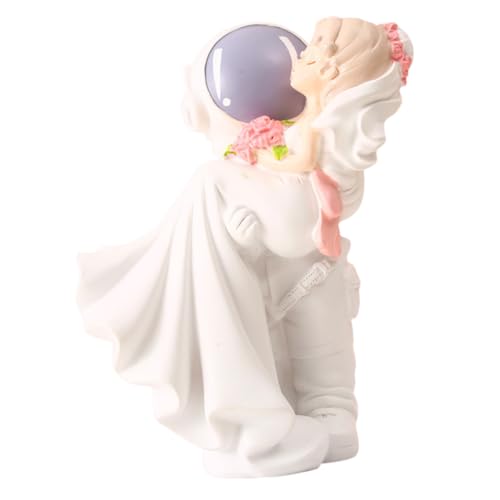 Ornamente multifunktionale Hochzeitsdekoration Desktop-Paar-Figur Astronautenfigur Statue Engagement hochzeitsfiguren hochzeits dekoration Paarskulptur aus Harz Paar-Ornament Weiß DRESSOOS von DRESSOOS