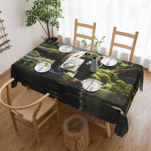 DRGFCXE Brauner Bär Pounce Spitzen-Tischdecke, Tischdekoration, Tischdecke, Hochzeit, Isolierung, quadratische Tischdecke, 137,2 x 182,9 cm, Café, Picknick-Tischdecke von DRGFCXE