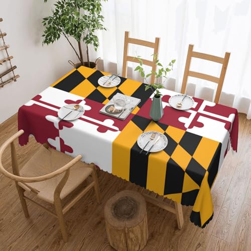 DRGFCXE Maryland Spitzen-Tischdecke mit Staatsflagge, Tischdekoration, Hochzeits-Tischdecke, Isolationstischdecke, quadratisch, 137,2 x 182,9 cm, Café, Picknick-Tischdecke von DRGFCXE