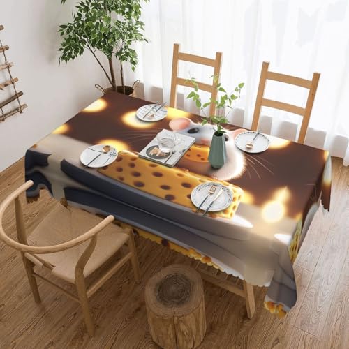 DRGFCXE Tischdecke aus Spitze, Motiv: Maus frisst Käse, Tischdekoration, Hochzeit, Isolierung, quadratische Tischdecke, 137,2 x 182,9 cm, Café, Picknick-Tischdecke von DRGFCXE