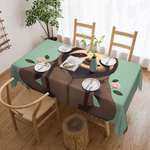 DRGFCXE Tischdecke mit Cartoon-Faultier-Spitze, Tischdekoration, Hochzeits-Tischdecke, Isolationstischdecke, quadratisch, 137,2 x 182,9 cm, Café, Picknick-Tischdecke von DRGFCXE