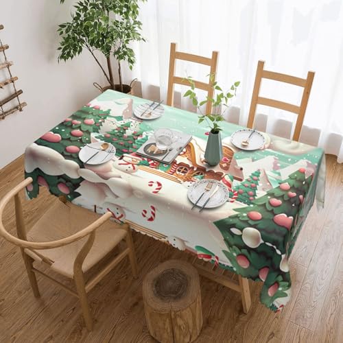 DRGFCXE Tischdecke mit Cartoon-Motiv Schneehaus, Spitze, Tischdekoration, Hochzeit, Isolierung, quadratische Tischdecke, 137,2 x 182,9 cm, Café, Picknick-Tischdecke von DRGFCXE