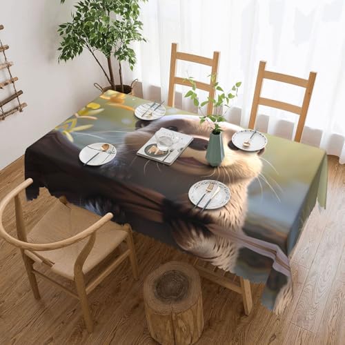 DRGFCXE Tischdecke mit Cartoon-Otterspitze, Tischdekoration, Hochzeits-Tischdecke, Isolationstischdecke, quadratisch, 137,2 x 182,9 cm, Café, Picknick-Tischdecke von DRGFCXE