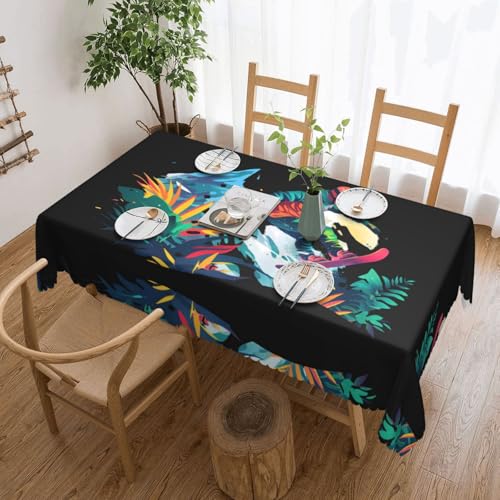 DRGFCXE Tischdecke mit Cartoon-Skiszene, Spitze, Tischdekoration, Hochzeit, Isolierung, quadratische Tischdecke, 137,2 x 182,9 cm, Café, Picknick-Tischdecke von DRGFCXE