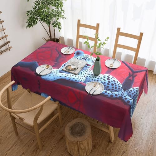 DRGFCXE Weiße Leoparden-Tischdecke, Tischdekoration, Tischdecke, Hochzeit, Isolierung, quadratische Tischdecke, 137,2 x 183,9 cm, Café, Picknick, Tischdecke von DRGFCXE