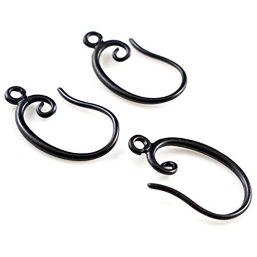 DRIMEE 10 Stück (5 Paar) 19 x 11 mm schwarz plattiert, modische Ohrhaken, Ohrringdrähte for handgefertigte Damen-Modeschmuck-Ohrringe-L3-37 von DRIMEE