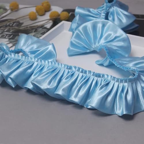 10 Meter 5,5 cm Rüschen-Spitzenkante, glänzendes Satin-Faltenband, Stoffkante, Saum für DIY-Kleid, Blumenstrauß, Vorhang, Polsterhandwerk-1 von DRJUSS