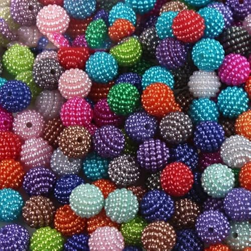 Bunte weiße Acryl-Bayberry-Perlen, 10–20 mm, runde, lose Europa-Perlen für die Schmuckherstellung, Handwerk, Armband, DIY-Zubehör, gemischte Farbe, 12 mm, 50 Stück von DRJUSS