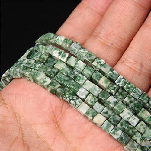 Lapislazuli 4/6/8 mm Würfel Quadratische Perlen Naturstein Achate Lose Abstandsperlen Für Schmuckherstellung DIY Halskette Ohrringe Armband-Jade, 4 mm (ca. 40-45 Stück) von DRJUSS