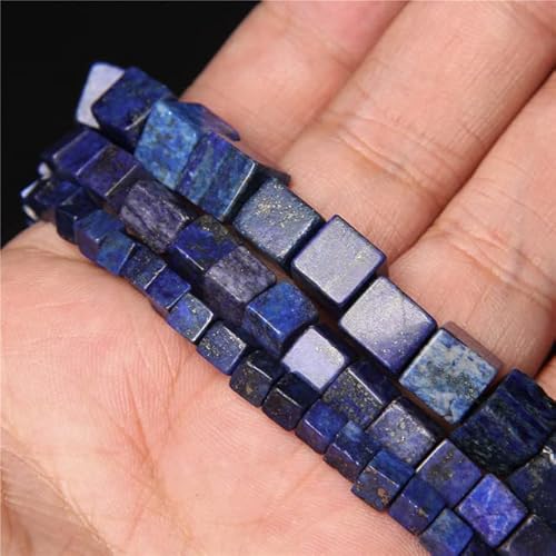 Lapislazuli 4/6/8mm Würfel Quadratische Perlen Naturstein Achate Lose Abstandsperlen Für Schmuckherstellung DIY Halskette Ohrringe Armband-Lapislazuli,4mm(ca.40-45pcs) von DRJUSS