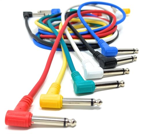 Gitarren-Patchkabel, 6,35 mm, Stecker auf Stecker, geräuschlose Effekte, Pedal, Mischpult, Schreibtisch, abgeschirmtes Kabel, 6 Stück (6 Farben) (1 m) von DRUT