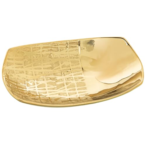 DRW 61502 Rechteckiger Tischaufsatz aus Keramik, goldfarben, 27 x 15 x 6 cm, Gold, Medidas: 27x15x6cm von DRW