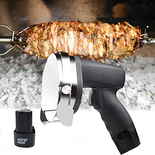 DRYIC Elektrisches Shawarma-Döner-Kebab-Messer mit 2 Klingen – kommerzieller kabelloser Kebab-Schneider für Fleisch, verstellbares 0,5-Stärke-Grillmesser von DRYIC