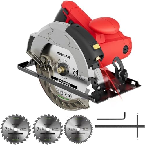 DRYIC Kreissäge 12 A 5500 U/min mit 7-1/4'' Kreissägeblatt und maximaler Schnitttiefe 2,45'' (90°), 1,81'' (45°) für Holz- und Baumstammschneideblätter von DRYIC