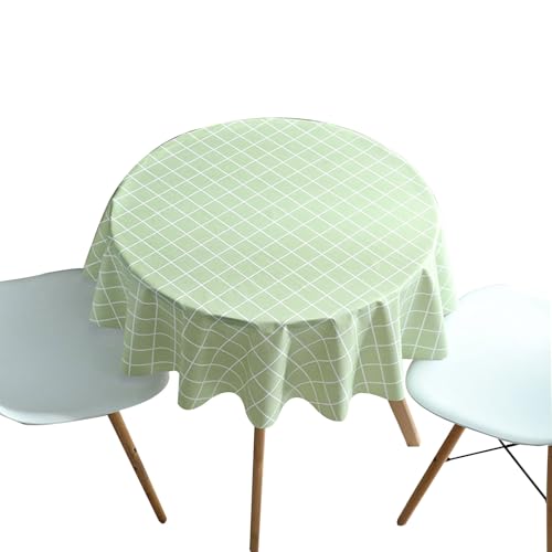 DRYNDUK Tischtuch Abwaschbar PVC Circle, Outdoor Tischdecke Fleckschutz Bügelfreie Wasserdicht Fettdicht Staubdicht Abwischbare, Tischwäsche für Wohnzimmer, Esszimmer, Balkon (Green 100cm) von DRYNDUK