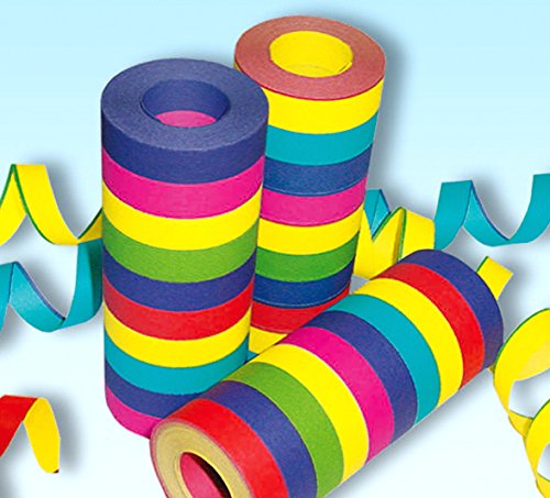 Luftschlangen bunte Streifen, 15x10er Jumbo-Rolien = 150 Einzelrollen je 15m/14mm XL Breite, Lieferung Frei Haus von DS