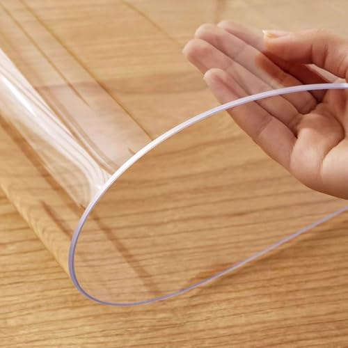 Tischfolie Transparent, Wasserdicht Abwaschbar PVC Folie, Tischschutz Transparent Versch Größen, Tischdecke Transparent Vielseitig Einsetzbare, für Küche Zuhause Picknick Outdoor (0.7mm 100x100cm) von DSFHVBDD