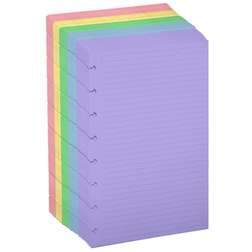 100 Blatt Nachfüllbares A5 Papier Liniert,A5 Bunte Nachfüllpapier Liniert,A5 8-Ringmappe Planer Einlagen,A5 Ringbuch Nachfüllpapier,Refill Paper Nachfülleinlagen,für Binder Notizbuch Linie Papier von DSLSQD