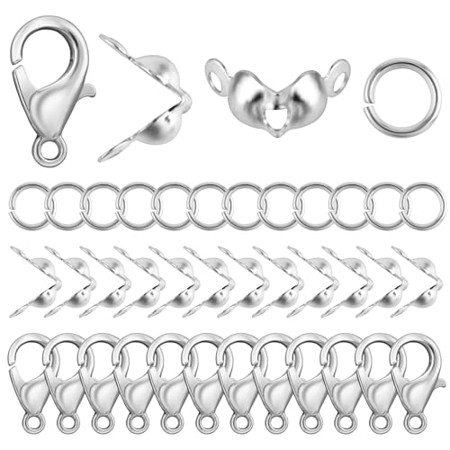 500 Stk Kettenverschluss,Verschlüsse für Armbänder,Armband Verschluss Set,Karabiner Verschluss Biegeringe Crimpenden,Schmuckherstellung Karabiner,Schmuck Verschlüsse für DIY Armband Schmuckherstellung von DSLSQD