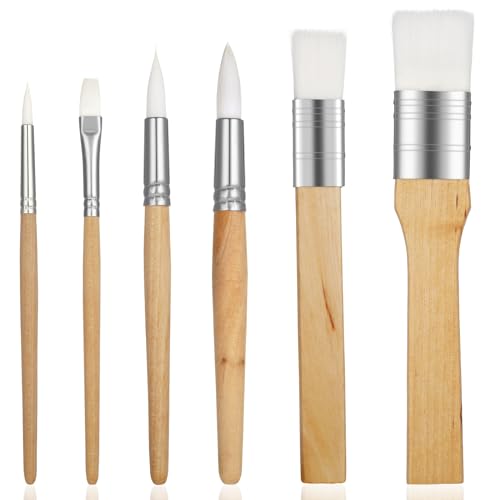 DSLSQD 6 Pieces Paint Pinsel Set,Holzpinsel Set,Künstlerpinsel,Nylon Acryl Pinsel Set,Borstenpinsel Aquarell Pinselset Flachpinsel,für Kinder Erwachsene Künstler Acrylfarben Malen Gouache DIY Kunst von DSLSQD