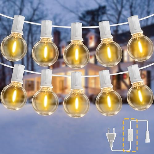 DSLebeen Outdoor Lichterkette Außen&Innen,30M/100FT 35+2 G40 LEDs Lichterkette mit Leitungsschalter Wasserdicht und Bruchsicher Lichterketten für Garten Balkon Hochzeit Party(Weißes Kabel) von DSLebeen