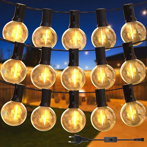 DSLebeen Outdoor Lichterkette Außen Strom,30M/100FT 35+2 G40 LEDs Lichterkette mit Leitungsschalter Wasserdicht und Bruchsicher Lichterketten für Garten, Balkon, Hochzeit, Party von DSLebeen