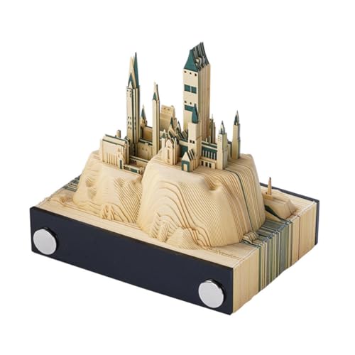 3D-Notizblock, lustige Haftnotizen, Papierskulptur, Schloss, 3D-Notizen, dreidimensionale Panorama-Notizen, Papierskulptur, Schreibtischdekoration, Büro-Schreibtisch-Notizen, Aufzeichnungen von DSPVCXM