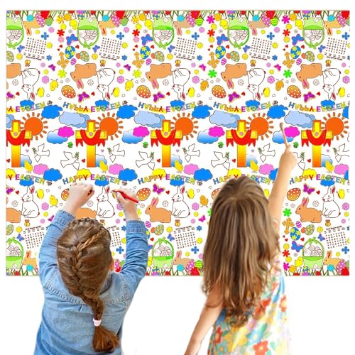 Ostern Tischdecke Zum Ausmalen Kinder 2 Stück,Ausmaltischdecke Kinder Ostern,Groß Ausmalen Poster,Maltischdecke Für Kinder,137x274cm,Bemalbare Tischdecke Kinderbeschäftigung Ostern Geschenkidee von DSTLWBCS