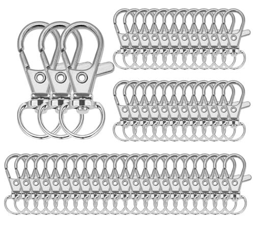 100 Stück Drehverschlüsse, Schlüsselband-Karabinerhaken, Schlüsselanhänger-Haken, Metall, drehbarer Schlüsselanhänger, Karabinerverschluss von DSUWAZU