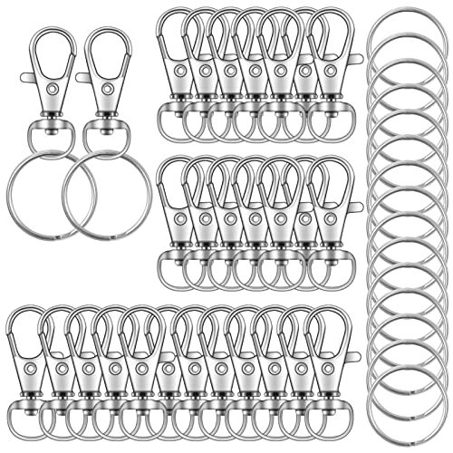 60 x drehbare Karabinerhaken aus Metall mit Schlüsselringen (60 Stück) von DSUWAZU