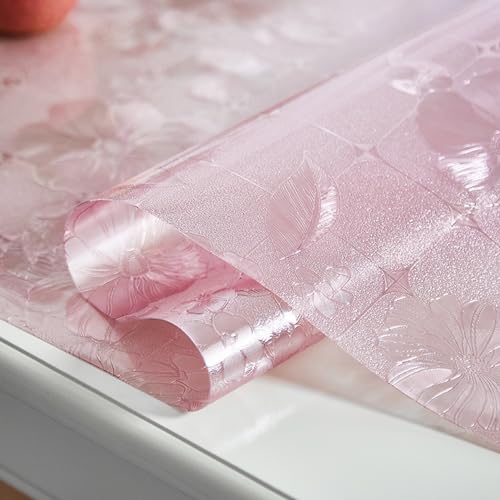 Transparente Tischfolie Texture Blütenform Tischschutz mit Blumen Bedruckt Dicke 1mm Schutzfolie abwischbar PVC Tischdecken rutschfeste,Durchsichtige Schreibtisch,Tischmatte Ölbeständig (A,70x70cm) von DSWZLQDXB