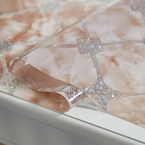 Transparente Tischfolie Texture Blütenform Tischschutz mit Blumen Bedruckt Dicke 1mm Schutzfolie abwischbar PVC Tischdecken rutschfeste,Durchsichtige Schreibtisch,Tischmatte Ölbeständig (E,60x110cm) von DSWZLQDXB