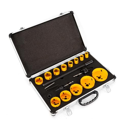 DSYOGX 17-tlg Lochsäge Set Kupfer Bimetall Dosenbohrer Bohrkronen Saw Holz PVC Ø19-76mm Dosenbohrer Lochkreissäge Lochbohrer HSS Bi-Metall von DSYOGX