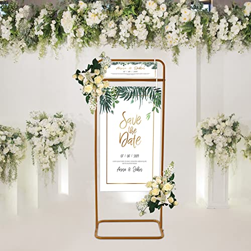 Goldene Hochzeit Staffelei, DSYOGX 1.5m Höhe Hochzeit Zeichen Stand Groß Doppelseitig Display-Halter mit 60 x 45 cm Stützgrund, für Willkommensschilder, Wegweiser, Gangdekorationen, Menüs, Sitzpläne von DSYOGX