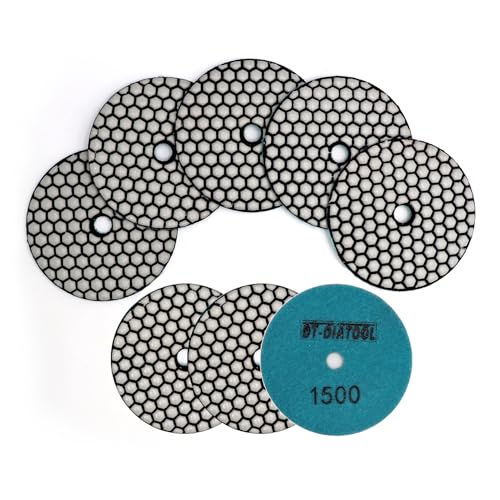 DT-DIATOOL Diamant-Polierpads, 10,2 cm, für Granit, Marmor, Quarz, Stein, Arbeitsplatte, Fliesen, 8 Stück, Körnung 1500 DT-DIATOOL Diamant-Polierpads, 10,2 cm, für Granit, Marmor, Quarz, Stein, Arbeitsplatte, Fliesen, 8 Stück, Körnung 1500 von DT-DIATOOL