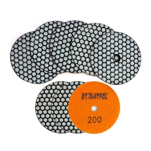 DT-DIATOOL Diamant-Polierpads, 10,2 cm, für Granit, Marmor, Quarz, Stein, Arbeitsplatte, Fliesen, 8 Stück, Körnung 200 DT-DIATOOL Diamant-Polierpads, 10,2 cm, für Granit, Marmor, Quarz, Stein, Arbeitsplatte, Fliesen, 8 Stück, Körnung 200 von DT-DIATOOL
