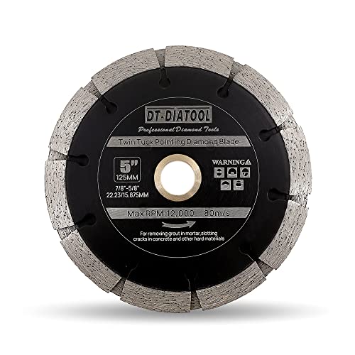 DT-DIATOOL Twin Tuck Point Blade - 125mm Mörtel Raking Dual Diamond Blade 22.23-16mm für Mörtel Entfernung Mörtel Beton Mauerwerk Ziegel Stein von DT-DIATOOL