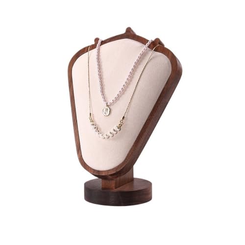 DTACBNEUZ Schmuck-Hänge-Organizer Walnuss Halskette Büste Porträt Rahmen Theke Fenster Schmuck Display Requisiten Juweliergeschäft Anhänger Schmuckständer Schmuck-Display-Halter(Beige) von DTACBNEUZ