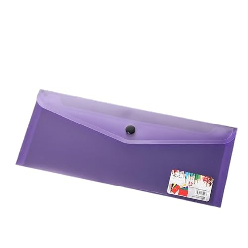 Ordner 25,5 * 13 cm Briefpapier-Umschlag-Aufbewahrungstasche Kunststoff-Dokumententasche mit Druckknopf Transparente gefrostete Dateiordner Bürobedarf für die tägliche Ablage und Organisation(Purple) von DTACBNEUZ