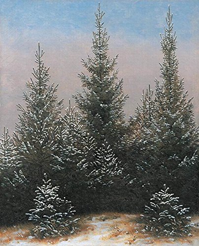 DTAUPREB DIY-Ölgemälde-Sets für Anfänger Tannenbäume im Schnee Malen nach Zahlen mit Pinseln und Acrylpigmenten auf Leinwand von Caspar David Friedrich von DTAUPREB