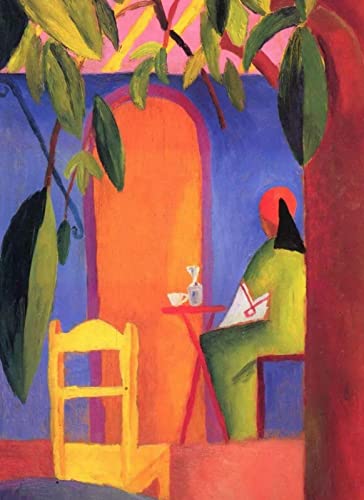 DTAUPREB DIY Ölgemälde für Erwachsene Kinder Türkisches Café August Macke Malen nach Zahlen mit Pinseln und Acrylpigment auf Leinwand von DTAUPREB