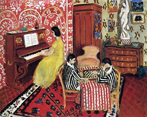 DTAUPREB DIY Ölgemälde für Erwachsene Kinder Henri Matisse Pianist und Checker-Spieler Malen nach Zahlen mit Pinsel und Acrylpigment auf Leinwand von DTAUPREB