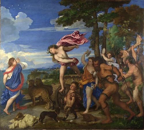 DTAUPREB Malen nach Zahlen-Set für Anfänger Tizian Bacchus und Ariadne Ölgemälde auf Leinwand zum Selbermachen mit Pinseln Acrylpigment von DTAUPREB