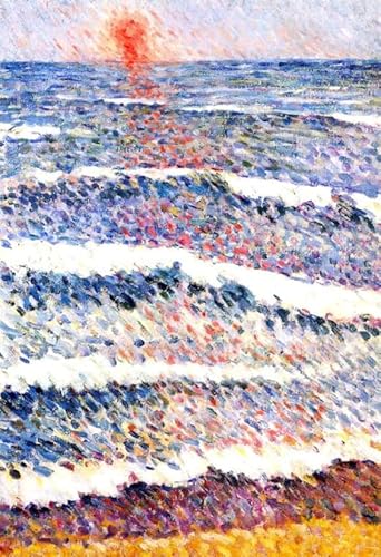 DTAUPREB Malen nach Zahlen-Set für Erwachsene „Wellen am Strand bei Sonnenuntergang“ Ölgemälde auf Leinwand zum Selbermachen mit Pinseln Acrylpigment Zeichnung Lackierung von DTAUPREB